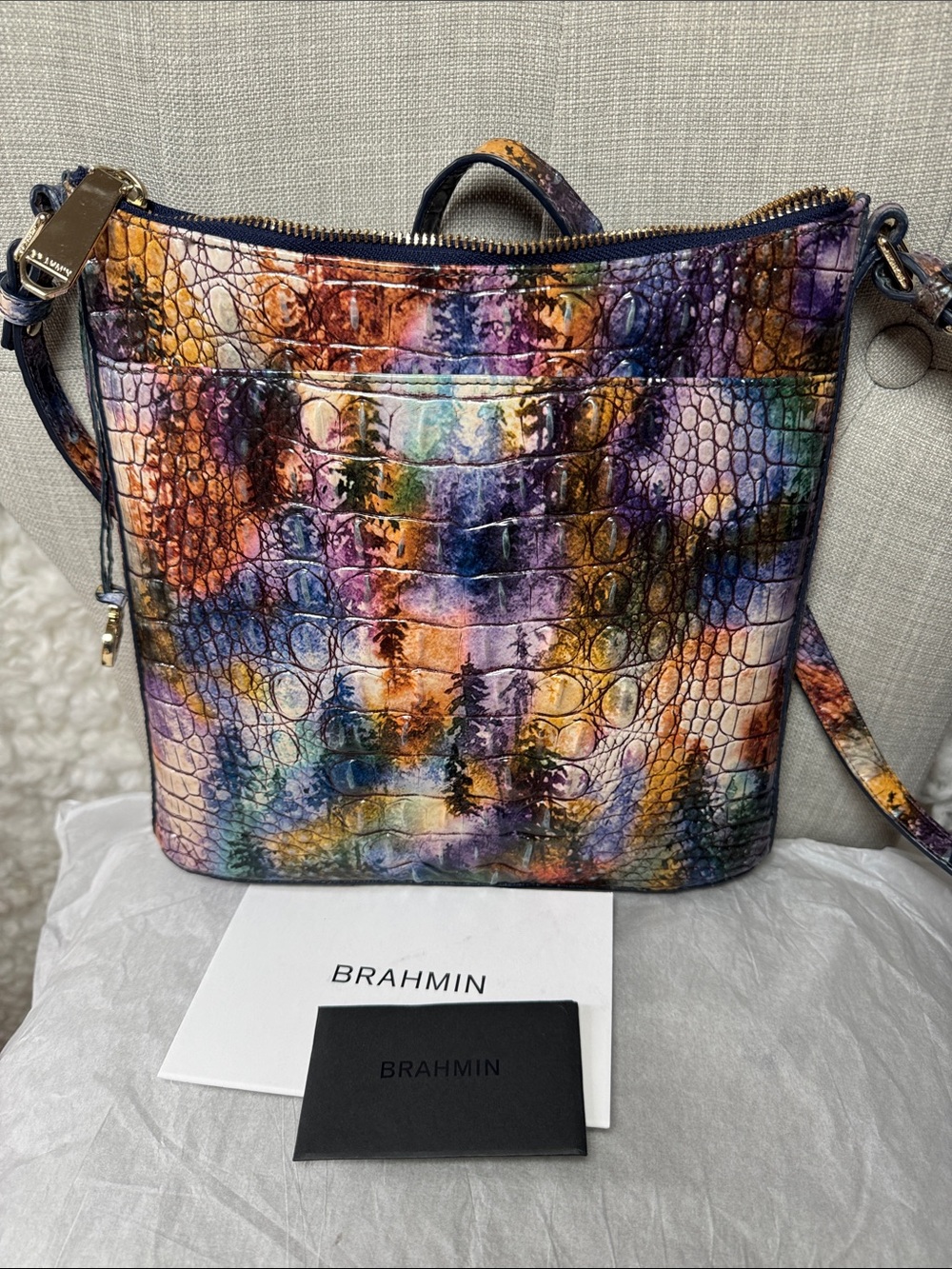 Brahmin Multicolor Embossed Leather Crossbody Bag - Picture 2 of 8